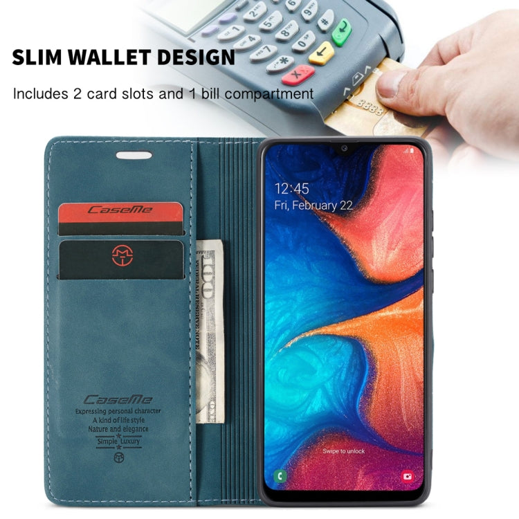 CaseMe-013 Multifunctional Retro Frosted Horizontal Flip Leather Case for Galaxy A20 / A30, with Card Slot & Holder & Wallet (Blue) - Samsung Accessories by CaseMe | Online Shopping UK | buy2fix