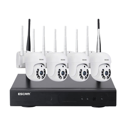 ESCAM WNK714 3.0 Million Pixels 4-channel HD Dome Camera NVR Wireless Monitoring Kit, UK Plug - Security by ESCAM | Online Shopping UK | buy2fix