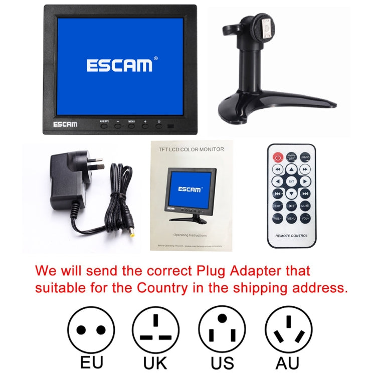 ESCAM T08 8 inch TFT LCD 1024x768 Monitor with VGA & HDMI & AV & BNC & USB for PC CCTV Security - Consumer Electronics by ESCAM | Online Shopping UK | buy2fix
