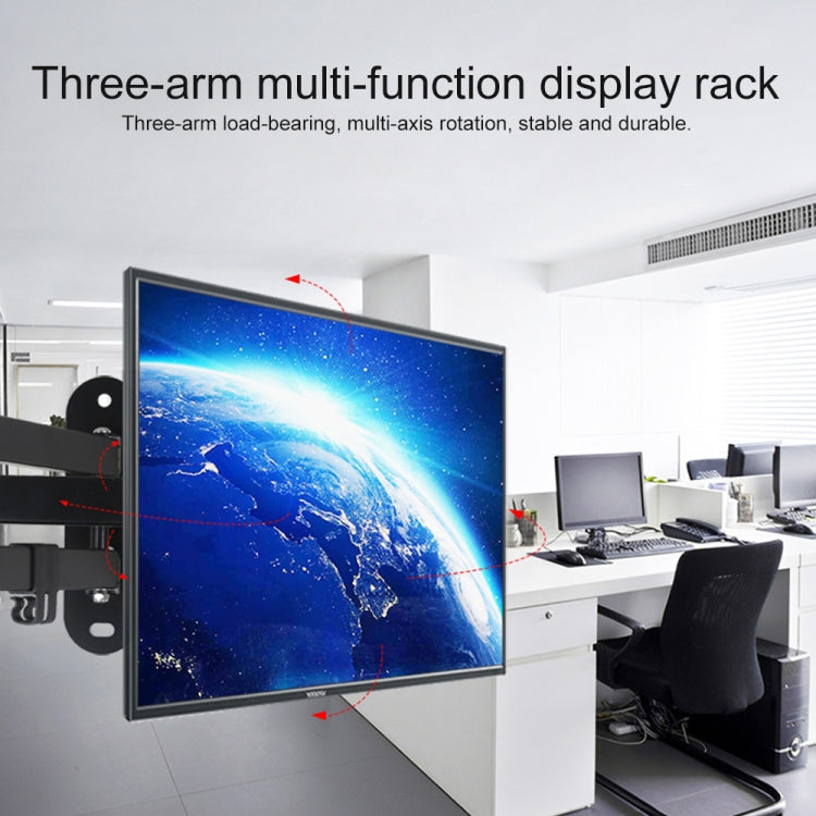 14-27 inch Universal Horizontal Vertical Screen Installable Rotatable Retractable Computer Monitor Three Arms Wall Mount Bracket - Consumer Electronics by buy2fix | Online Shopping UK | buy2fix