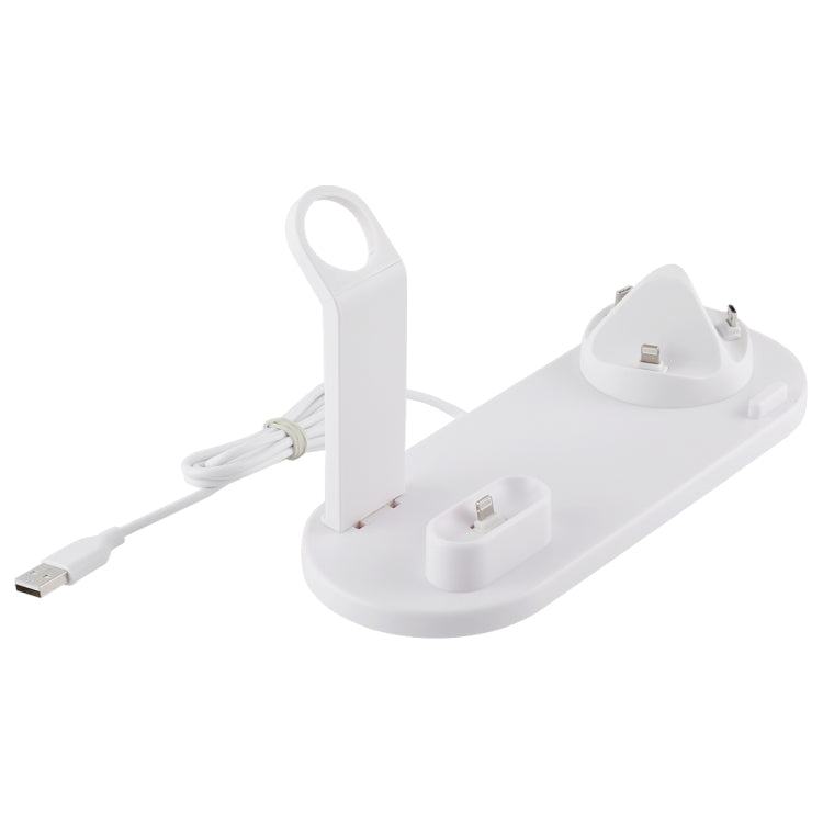 HQ-UD15 5 in 1 Micro USB + USB-C / Type-C + 8 Pin Interface Phone Charging Base with 8 Pin Earphone Charging Interface & Watch Stand(White) - Multifunction Charger by buy2fix | Online Shopping UK | buy2fix