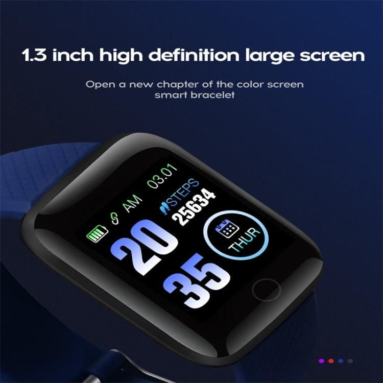 116plus 1.3 inch Color Screen Smart Bracelet IP67 Waterproof, Support Call Reminder/ Heart Rate Monitoring /Blood Pressure Monitoring/ Sleep Monitoring/Excessive Sitting Reminder/Blood Oxygen Monitoring(Black) - Smart Wear by buy2fix | Online Shopping UK | buy2fix