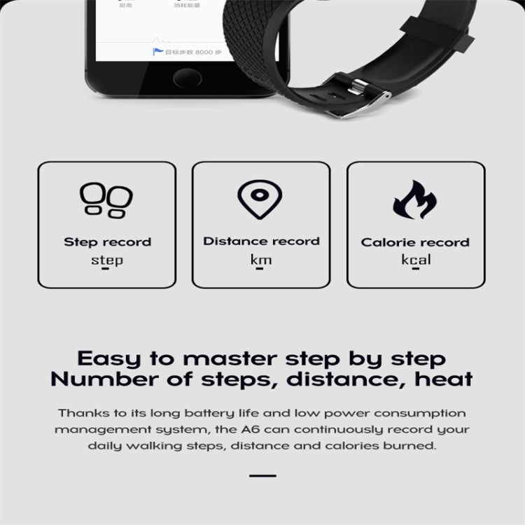 116plus 1.3 inch Color Screen Smart Bracelet IP67 Waterproof, Support Call Reminder/ Heart Rate Monitoring /Blood Pressure Monitoring/ Sleep Monitoring/Excessive Sitting Reminder/Blood Oxygen Monitoring(Black) - Smart Wear by buy2fix | Online Shopping UK | buy2fix