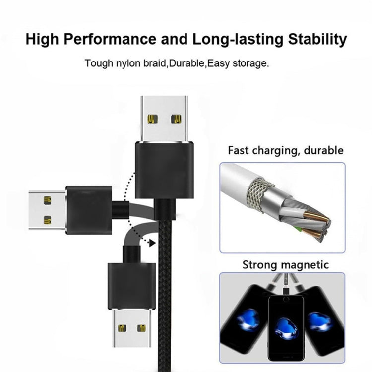 2 in 1 USB to Micro USB + USB-C / Type-C Magnetic Metal Connector Nylon Two-color Braided Magnetic Data Cable, Cable Length: 1m(Red) - Mobile Accessories by buy2fix | Online Shopping UK | buy2fix