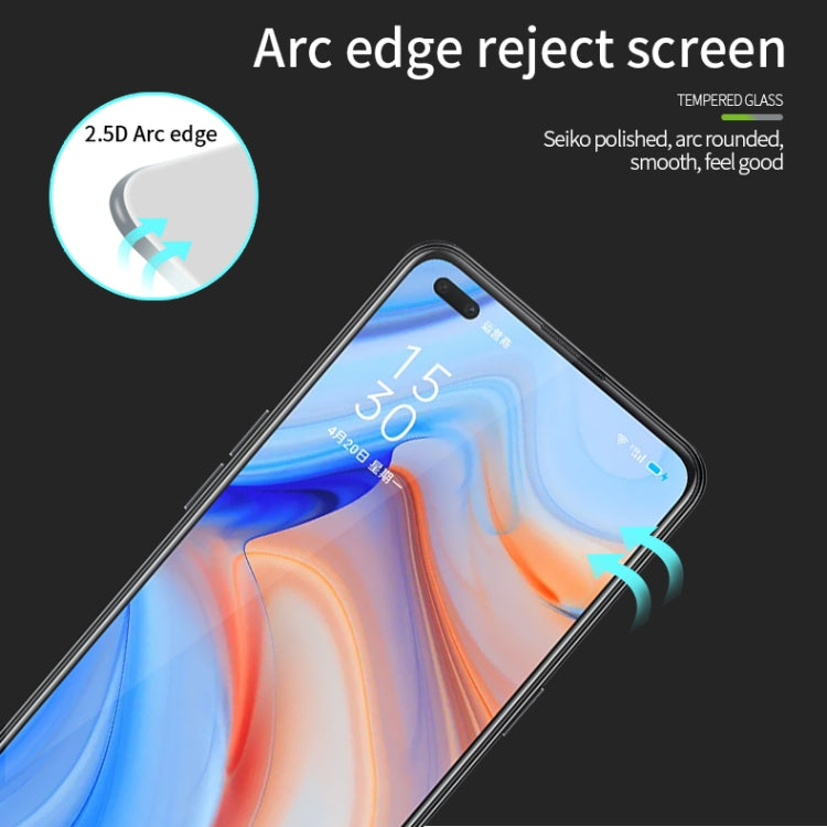 For Oppo Reno4 5G PINWUYO 9H 2.5D Full Screen Tempered Glass Film(Black) - OPPO Tempered Glass by PINWUYO | Online Shopping UK | buy2fix