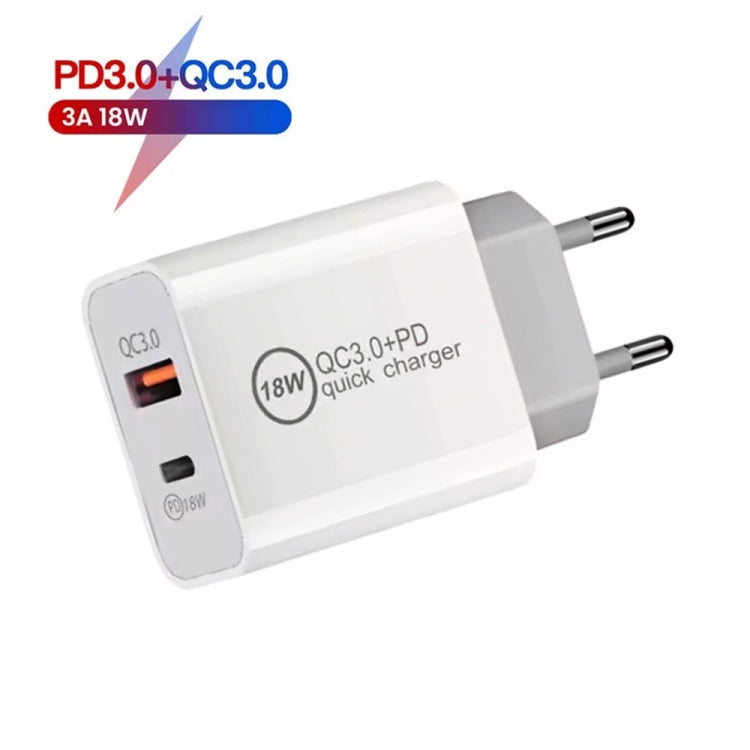 SDC-18W 18W PD + QC 3.0 USB Dual Fast Charging Universal Travel Charger, EU Plug - Mobile Accessories by buy2fix | Online Shopping UK | buy2fix