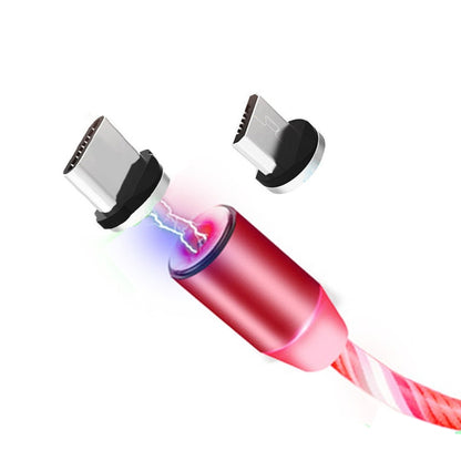 2 in 1 USB to Type-C / USB-C + Micro USB Magnetic Absorption Colorful Streamer Charging Cable, Length: 1m(Red Light) - Mobile Accessories by buy2fix | Online Shopping UK | buy2fix