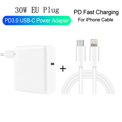 2 in 1 PD3.0 30W USB-C / Type-C Travel Charger with Detachable Foot + PD3.0 3A USB-C / Type-C to 8 Pin Fast Charge Data Cable Set, Cable Length: 1m, EU Plug - Mobile Accessories by buy2fix | Online Shopping UK | buy2fix