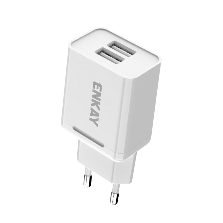 ENKAY Hat-Prince T003-1 10.5W 2.1A Dual USB Charging EU Plug Travel Power Adapter With 2.1A 1m 8 Pin Cable - USB Charger by ENKAY | Online Shopping UK | buy2fix