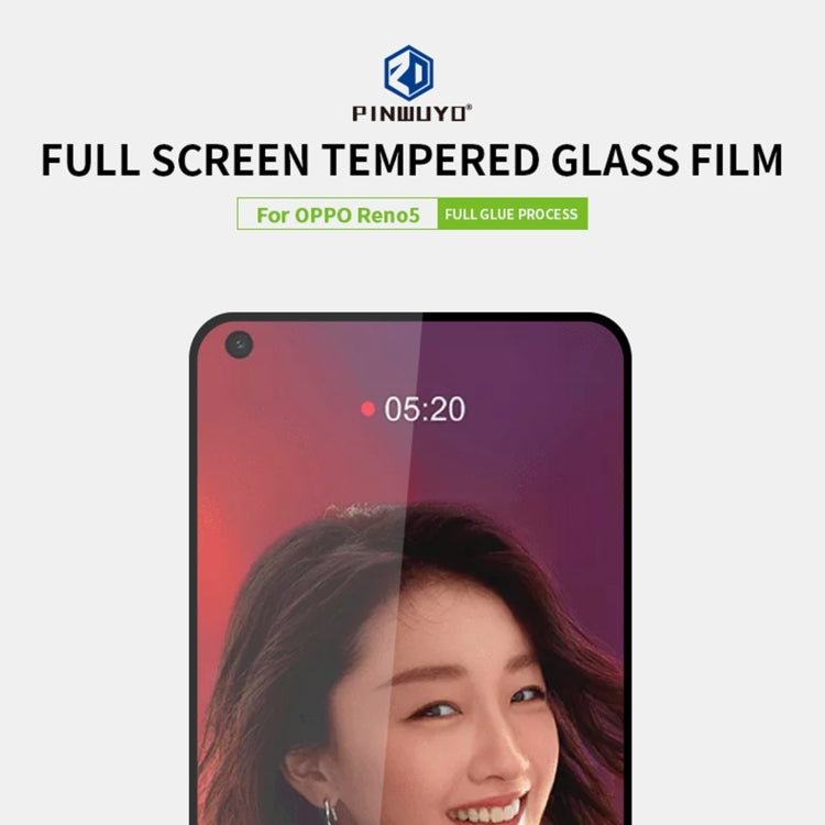 For OPPO Reno5 PINWUYO 9H 2.5D Full Screen Tempered Glass Film(Black) - OPPO Tempered Glass by PINWUYO | Online Shopping UK | buy2fix