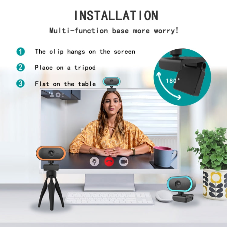 C11 2K Picture Quality HD Without Distortion 360 Degrees Rotate Built-in Microphone Sound Clear Webcams with Tripod(Blue) -  by buy2fix | Online Shopping UK | buy2fix