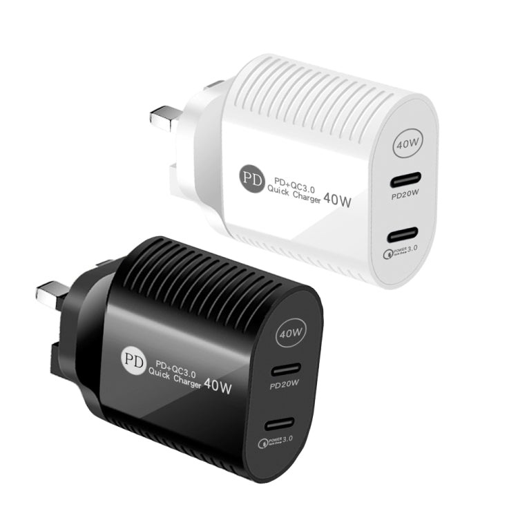 40W Dual Port PD / Type-C Fast Charger for iPhone / iPad Series, UK Plug(White) - Apple Accessories by buy2fix | Online Shopping UK | buy2fix