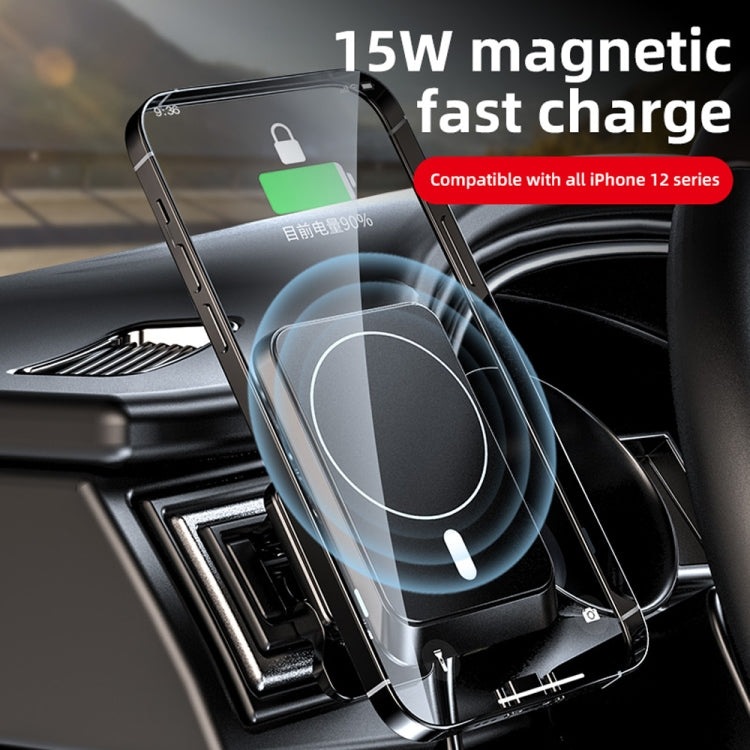 W-987 Magnetic Suction 15W Wireless Charger Car Air Outlet Bracket for iPhone and other Smart Phones(Black) - In Car by buy2fix | Online Shopping UK | buy2fix