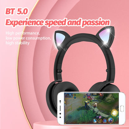 BK9 HiFi 7.1 Surround Sound Cat Claw Luminous Cat Ear Bluetooth Gaming Headset with Mic(Black) - Multimedia Headset by buy2fix | Online Shopping UK | buy2fix