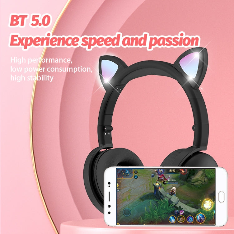 BK9 HiFi 7.1 Surround Sound Cat Claw Luminous Cat Ear Bluetooth Gaming Headset with Mic(Red) - Multimedia Headset by buy2fix | Online Shopping UK | buy2fix