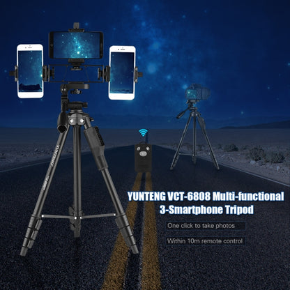 YUNTENG VCT-6808 Multi-Phone Bracket Tripod Mount with Ball Head and Remote Control - Tripods by YUNTENG | Online Shopping UK | buy2fix