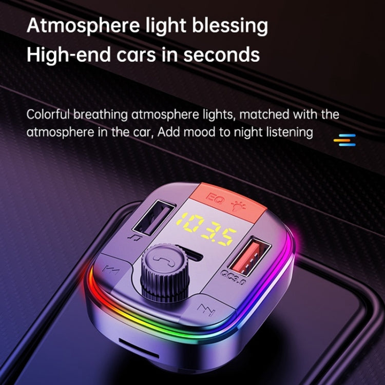 T832 Car Bluetooth FM Transmitter Colorful Light MP3 Player Powerful Quick Charger QC3.0 - In Car by buy2fix | Online Shopping UK | buy2fix