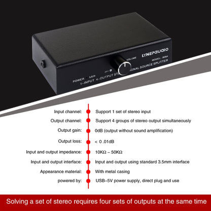 1 In 4 Out Audio Frequency Signal Splitter Distribute Device, Non Consumption, 3.5mm Interface Output - Consumer Electronics by buy2fix | Online Shopping UK | buy2fix