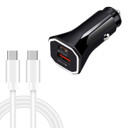 TE-P22 38W PD USB-C / Type-C + QC3. 0 USB Car Charger with 1m USB-C / Type-C to USB-C / Type-C Data Cable(Black) - In Car by buy2fix | Online Shopping UK | buy2fix