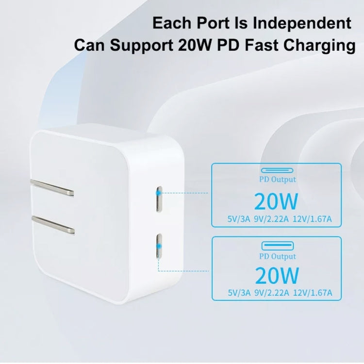 SDC-40W Dual PD USB-C / Type-C Charger for iPhone / iPad Series, EU Plug - Apple Accessories by buy2fix | Online Shopping UK | buy2fix