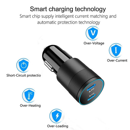 Dual PD 3.0 40W Type-C Car charger with 1m Type-C to Type-C Data Cable(Grey) - In Car by buy2fix | Online Shopping UK | buy2fix