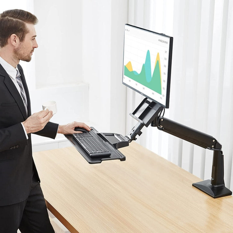 NORTH BAYOU NB35 Ergonomic 19-27 Inch Monitor Holder with Foldable Keyboard Tray Full Motion Sit-Stand Workstation - Computer & Networking by buy2fix | Online Shopping UK | buy2fix