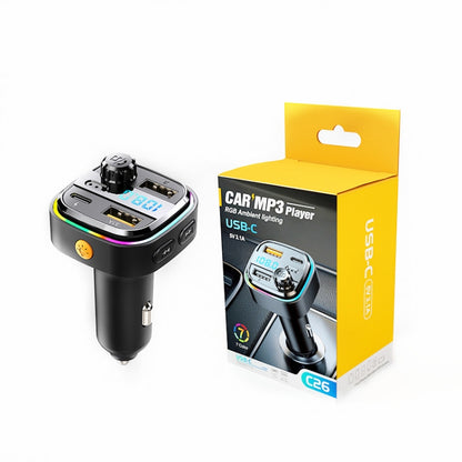 C26 Car Bluetooth Transmitter Handsfree Audio Player Dual USB Car Charger - In Car by buy2fix | Online Shopping UK | buy2fix