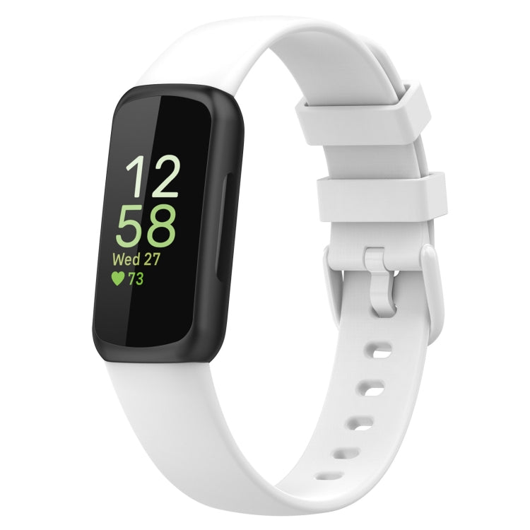 For Fitbit Inspire 3 Solid Color Silicone Watch Band, Size:S(White) - Watch Bands by buy2fix | Online Shopping UK | buy2fix