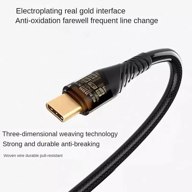 65W USB-C / Type-C to Type-C Transparent Fast Charging Data Cable, Length: 1m(Black) -  by buy2fix | Online Shopping UK | buy2fix