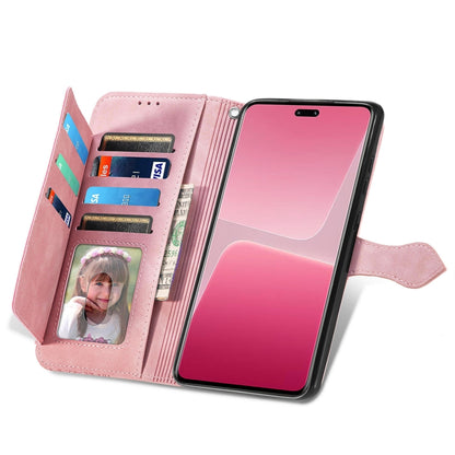 For Xiaomi 13 Lite Embossed Flower Zipper Leather Phone Case(Pink) - 13 Lite Cases by buy2fix | Online Shopping UK | buy2fix