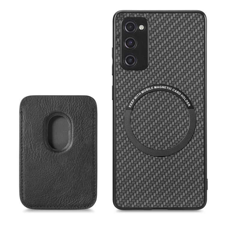 For Samsung Galaxy S20 FE Carbon Fiber Leather Card Magsafe Magnetic Phone Case(Black) - Galaxy S20 FE Cases by buy2fix | Online Shopping UK | buy2fix