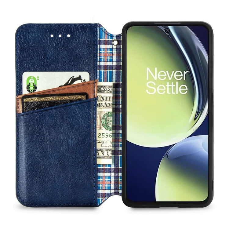 For OnePlus Nord CE 3 Lite Cubic Grid Pressed Magnetic Leather Phone Case(Blue) - OnePlus Cases by buy2fix | Online Shopping UK | buy2fix