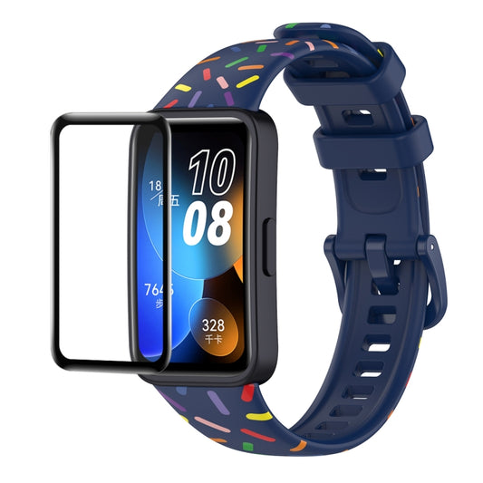 For Huawei Band 8 / 9 ENKAY Hat-Prince Full Coverage Screen Protector + Adjsutable Silicone Sport Loop Strap Watchband(Blue) - Watch Bands by ENKAY | Online Shopping UK | buy2fix