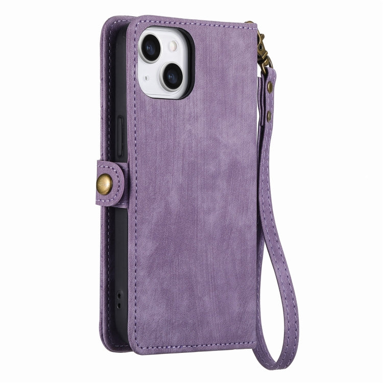For iPhone X / XS Geometric Zipper Wallet Side Buckle Leather Phone Case(Purple) - More iPhone Cases by buy2fix | Online Shopping UK | buy2fix