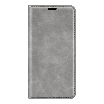 For iPhone 15 Plus Retro-skin  Magnetic Suction Leather Phone Case(Grey) - iPhone 15 Plus Cases by buy2fix | Online Shopping UK | buy2fix