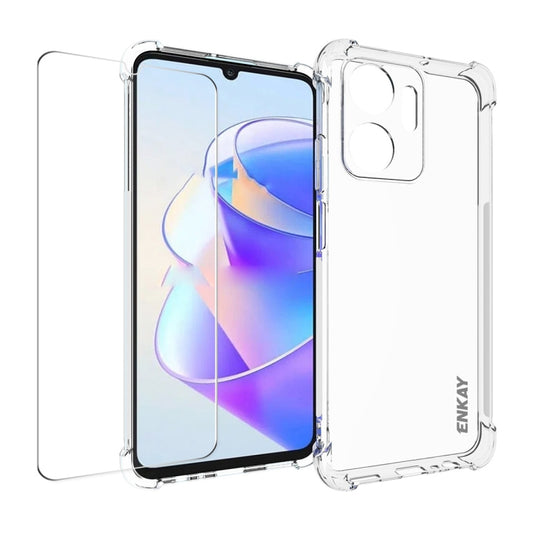 For Honor X7A 4G Global ENKAY Transparent TPU Shockproof Phone Case with Glass Film - Honor Cases by ENKAY | Online Shopping UK | buy2fix