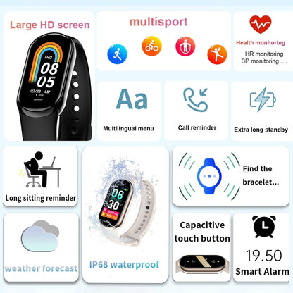 M8 1.14 inch IP68 Waterproof Color Screen Smart Watch,Support  Heart Rate / Blood Pressure / Blood Oxygen / Blood Sugar Monitoring(Orange) - Smart Wristbands by buy2fix | Online Shopping UK | buy2fix