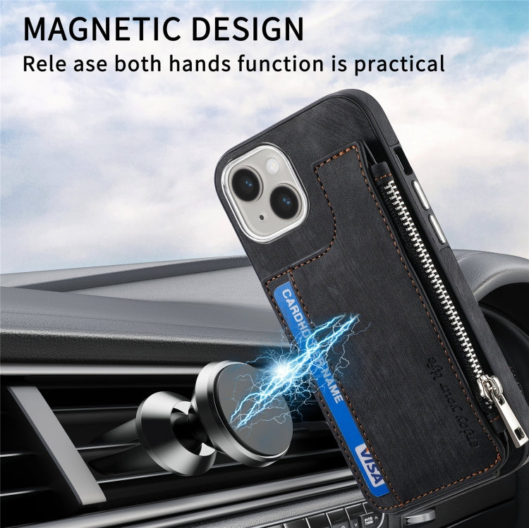 For iPhone 15 Pro Max Magsafe Zipper RFID Wallet All-inclusive Shockrpoof Phone Case(Black) - iPhone 15 Pro Max Cases by buy2fix | Online Shopping UK | buy2fix