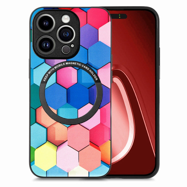 For iPhone 15 Pro Max Colored Drawing Leather Back Phone Case(Colorful Cube) - iPhone 15 Pro Max Cases by buy2fix | Online Shopping UK | buy2fix