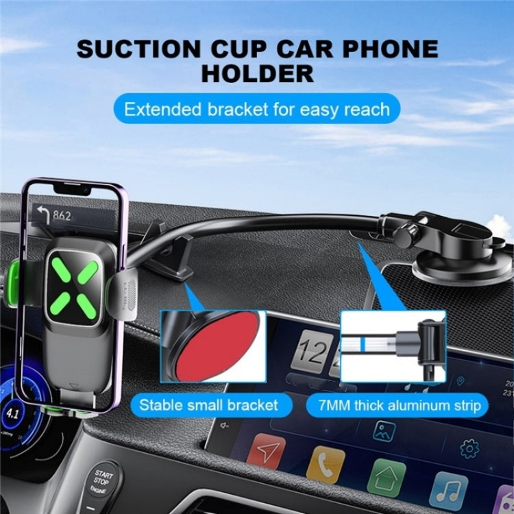 X034 Universal Truck Bus Dashboard Flexible Adjustable Windshield Suction Cup Car Phone Holder(Black) - Car Holders by buy2fix | Online Shopping UK | buy2fix