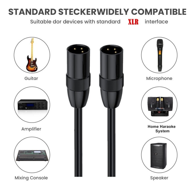 JUNSUNMAY XLR Male to Male Mic Cord 3 Pin Audio Cable Balanced Shielded Cable, Length:5m - Microphone Audio Cable & Connector by JUNSUNMAY | Online Shopping UK | buy2fix