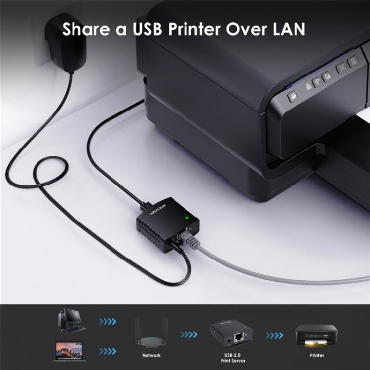 WAVLINK NU72P11 100Mbps Network Print Server USB 2.0 Network Printer Power Adapter(UK Plug) - Printer Accessories by WAVLINK | Online Shopping UK | buy2fix