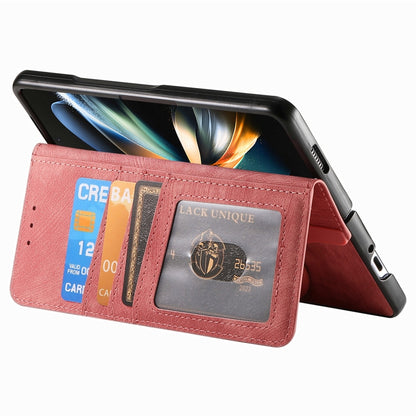 For Samsung Galaxy Z Fold4 Retro MagSafe Magnetic Zipper Wallet Leather Phone Case(Pink) - Galaxy Z Fold4 5G Cases by buy2fix | Online Shopping UK | buy2fix