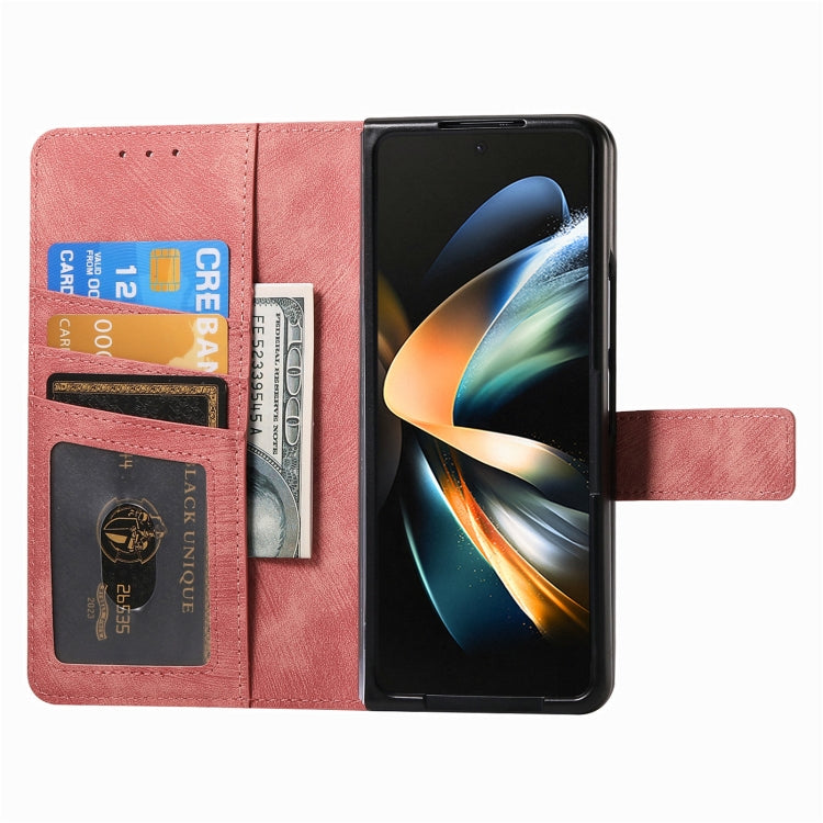 For Samsung Galaxy Z Fold4 Retro MagSafe Magnetic Zipper Wallet Leather Phone Case(Pink) - Galaxy Z Fold4 5G Cases by buy2fix | Online Shopping UK | buy2fix