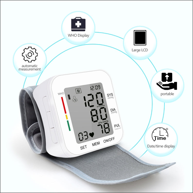 RZ204 Automatic Digital Wrist Cuff Blood Pressure Monitor Heart Beat LCD Digital Wrist Watch - Sphygmomanometer by buy2fix | Online Shopping UK | buy2fix