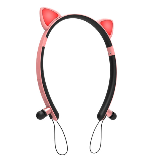 ZW29 Cat Ear Stereo Sound HIFI Fashion Outdoor Portable Sports Wireless  Bluetooth Headset with Mic & LED Light Glowing(Pink) - Neck-mounted Earphone by buy2fix | Online Shopping UK | buy2fix