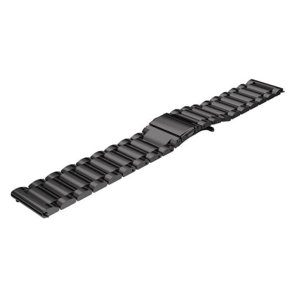 22mm For Huawei Watch GT2e GT2 46mm Three Flat Buckle Stainless Steel Watch Band(Black) - Smart Wear by buy2fix | Online Shopping UK | buy2fix