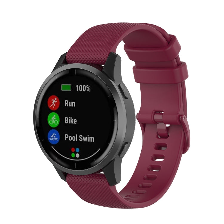 For Garmin Vivoactive 4 22mm Silicone Watch Band(Wine Red) - Smart Wear by buy2fix | Online Shopping UK | buy2fix