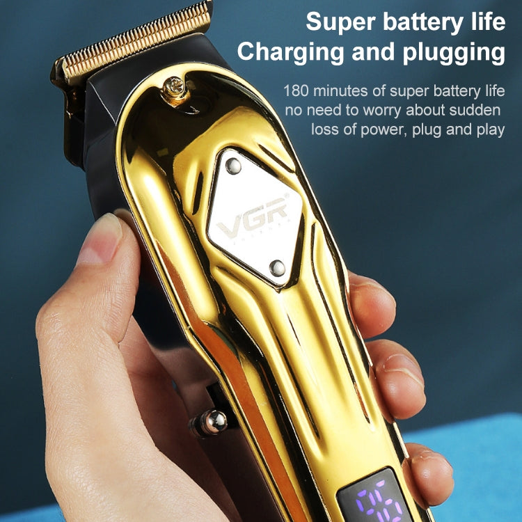 VGR V-261 8W USB Metal Professional Hair Clipper with LED Digital Display (Gold) - Hair Trimmer by VGR | Online Shopping UK | buy2fix