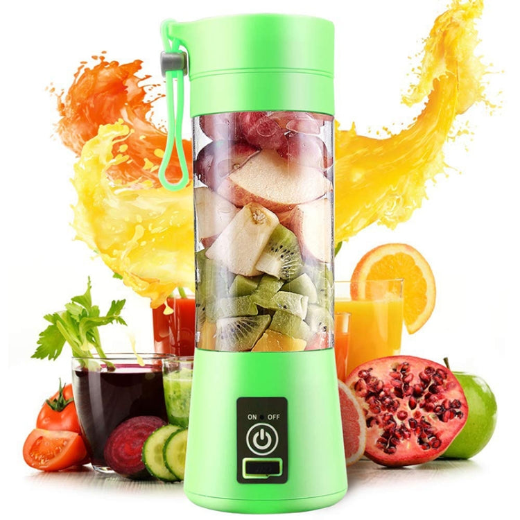 USB Rechargeable Electric Automatic Vegetable Fruit Citrus Orange Juice Maker Cup Mixer Bottle (380ML)(4 Blades Green) - Home & Garden by buy2fix | Online Shopping UK | buy2fix